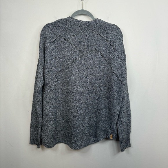 Tentree Anoba Organic Cotton Open Front Pointelle Cardigan Black and White XS - Picture 10 of 10